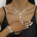 Set gioielli a goccia con collana bracciale anello e orecchini per abito da sposa - Set Collana, Bracciale, Anello e Orecchini / Argento