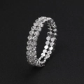 Sparkling double-row crystal eternity ring with silver base and brilliant white stones - Double Row Rhinestone Bracelet