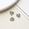 Three vintage silver heart beads with spiral patterns for DIY jewelry making - Spiral Heart Bead (19#9mm)