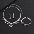 Macro shot of silver jewelry set with black marquise stones and white diamonds - G0172 Black 3-Piece Set