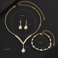 Elegante bruidssieraden set goud met waterdruppel kristallen, ketting, armband en oorbellen - Goud Wit Vierdelig (Ketting Oorbellen Armband Ring)
