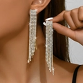 Orecchini a nappa lunga minimalisti con zircone scintillante e finitura dorata per donna - Stile con Nappa (G0109) / Oro
