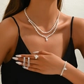 Luxuriöses versilbertes Schmuckset mit glänzenden Strasssteinen für Hochzeit und Party - Silber (G321 Silber 4-teiliges Set)