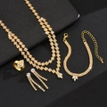 Luxus Schmuckset mit Goldauflage und glitzernden Kristallen für Hochzeit und Party - Gold (G321 Gold 4-teiliges Set)