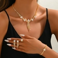 Luxurious gold-plated jewelry set with square zircon pendants and elegant fringe tassels - Gold Collection (G330)