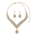 Luxe goudkleurige sieradenset met strass-steentjes, ketting en oorbellen voor bruiden - Goud 2-Delige Set (582 Goud 2-Delige Set)