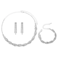 Three-piece bridal rhinestone jewelry set with twisted wave necklace and tassel earrings - Necklace Bracelet And Earrings (499+801)