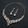 Rose gold bridal jewelry set with necklace and drop earrings featuring marquise crystals - Necklace And Earrings (D10) / Rose Gold