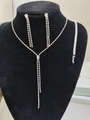 Prachtige bruidssieradenset met kristallen franje ketting, oorbellen en armband display - Ketting Oorbellen Armband (G410 Zilver)