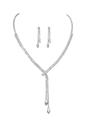 Parure collier en Y à franges argentées et boucles d'oreilles pendantes en strass - Style Blanc (G400 Ensemble Blanc)