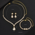 Elegante set di gioielli a goccia placcato in oro con strass bianchi inclusa la collana - Set da 3 pezzi Collana Orecchini Bracciale / bianco dorato