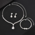 Set di gioielli in argento con cristalli a goccia, collana, bracciale e orecchini - Set da 3 pezzi Collana Orecchini Bracciale / Argento