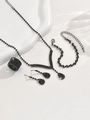 Verfijnde zwarte strass sieradenset met ketting, armband, oorbellen en een ring - Zwarte Strass (Ketting Oorbellen Armband Ring)