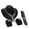 Exquisites vergoldetes Federschmuckset mit Halskette, Ohrringen, Ring und Armband - Halskette Armband Ring Ohrringe (01 Gold)