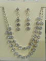 Set di gioielli da sposa in argento con collana e orecchini in cristallo lucido - Set di gioielli (484) / Argento-Bianco