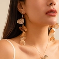 Parure de bijoux élégante dorée avec boucles d'oreilles feuilles et collier assorti - 02 Boucles d'Oreilles Dorées R3182