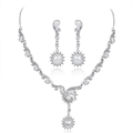 Elegant silver-tone jewelry set with white pearls and sparkling cubic zirconia stones - Silver