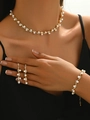 Set di gioielli da sposa dorati con perle bianche e strass scintillanti - Collana Orecchini Bracciale Perla Oro