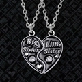 Collane Big Little Sister con ciondolo a cuore spezzato e cristalli scintillanti - Nero