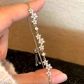 Französisches Blumenarmband für Damen in Silber mit Zirkonia und verstellbarem Verschluss - Silber