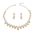 Set collana choker dorata e orecchini con perle bianche e strass scintillanti per cerimonie - Set collana e orecchini - Oro bianco