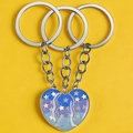 Collane magnetiche cuore cielo stellato per bambini, ciondoli puzzle blu smaltati - Tre Pezzi (XL666) / Portachiavi Stella Blu