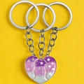 Collane magnetiche a cuore con sfumatura viola blu e motivo a stelle per gli amici - Tre Pezzi (XL666) / Portachiavi Stella Viola