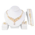 Lussuoso set di gioielli placcati oro con strass e ciondoli a forma di goccia - Set di gioielli in stile esotico - Oro