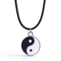 Hip hop stijl Yin Yang Tai Chi hanger ketting met zwart gevlochten koord voor unisex - Tai Chi Ketting (Leren Touw)