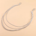 Catena da vita multistrato in metallo argento con maglie cubane e stile punk moderno - Argento