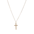 Minimalist gold-plated religious cross necklace with a polished pendant and fine link chain - Gold