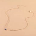 Minimalist evil eye pendant necklace with gold chain and blue bead charm for women - Gold