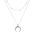 Bohemian gelaagde ketting met zilveren hoorn hanger en kralendetails voor dames - Zilver