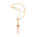 Détail de la pince à cheveux lune dorée avec pendentif pilier en cristal rose - Rose Or