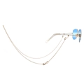 Golden eyewear chain with infinity charm and silver metal sunglasses with blue lenses - Gold