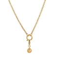 18K gold plated stainless steel necklace featuring a ball pendant and O-spring clasp - Baseball Pendant