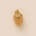 Macro detail of 18K gold-plated strawberry pendant with textured finish and dual rings - Strawberry Pendant