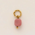 18K vergoldeter Edelstahl-Anhänger mit quadratischem rosa Naturstein-Charm - Nur Anhänger (Ohne Kette) / Juli Geburtsstein Anhänger