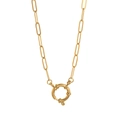 Collier en maille trombone dorée avec un grand fermoir anneau à ressort décoratif - Chaîne Trombone à Fermoir Marin 40+5cm