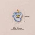 Pendentif pensée minimaliste en acier inoxydable avec pétales bleus et violets dorés 18K - Pendentif Trèfle
