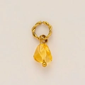 18K gold plated rope twist pendant featuring a translucent yellow amber resin stone - Yellow Irregular Pendant