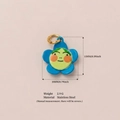Minimalist flower charm pendant in blue with green face on stainless steel base - Blue Flower Pendant