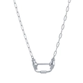 Collier trombones en acier inoxydable argenté avec pendentif créatif en forme de mains - Collier Fermoir Main Argenté