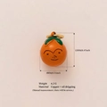 Pendentif orange mignon en cuivre plaqué or avec feuille verte et visage souriant - Pendentif Persimmon Orange (12x8mm)