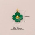 Pendentif fleur verte minimaliste avec visage souriant en acier inoxydable doré 18K - Pendentif Fleur Verte