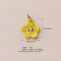 Pendentif fleur jaune minimaliste plaqué or 18 carats avec visage mignon 16x12mm - Pendentif Fleur Jaune