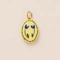 Ovaler Tulpenanhänger mit blauem Emaille-Blumenmuster und 14K vergoldetem Metallring - Ovaler blauer Blumen-Anhänger