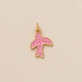 Charmante rosa Vogel-Anhänger mit Vergoldung und Emaille-Finish für DIY-Schmuckherstellung - Rosa Schwalbe