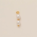 Detail of elegant gold-plated copper pendant with double white oval pearls for jewelry DIY - Double Pearl with Gold Bead Pendant
