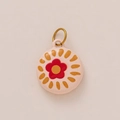 Détail d'un pendentif floral rose peint à la main avec anneau doré et plaqué or 18 carats - N° Fleur Mouchetée Jaune (Pendentif Uniquement - Sans Chaîne) / Pendentif uniquement